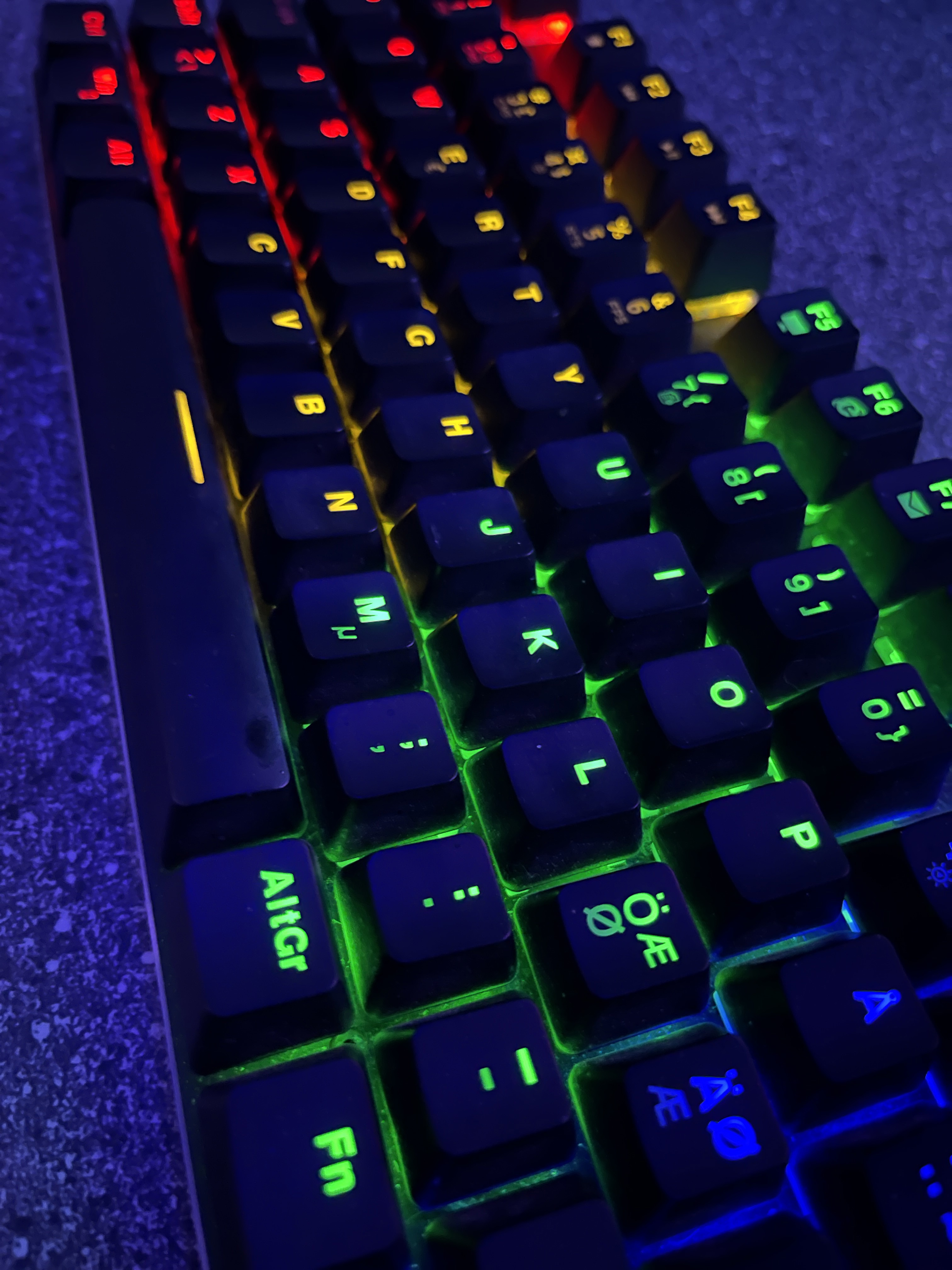 Tastatur med lys i
