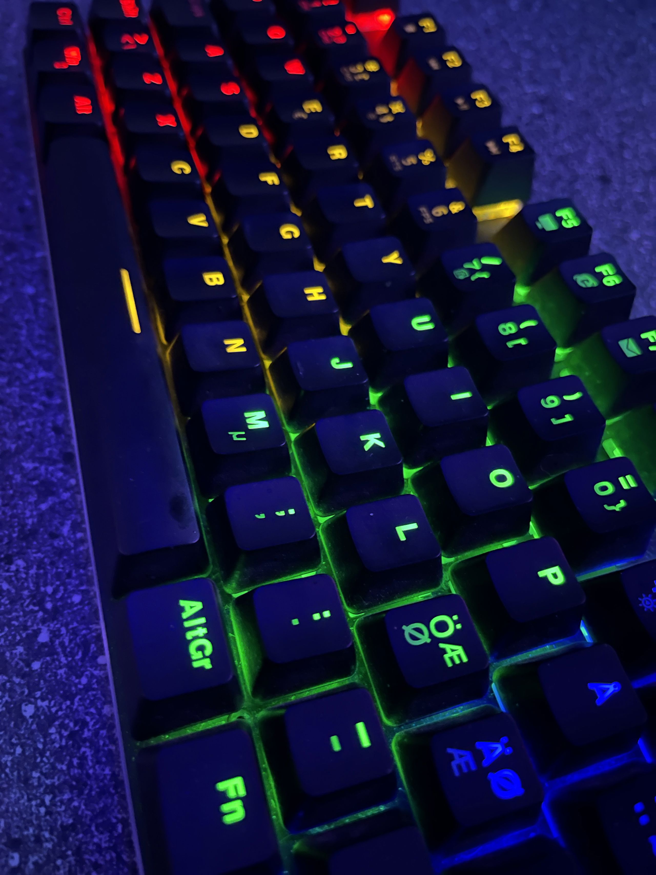 Tastatur med lys i