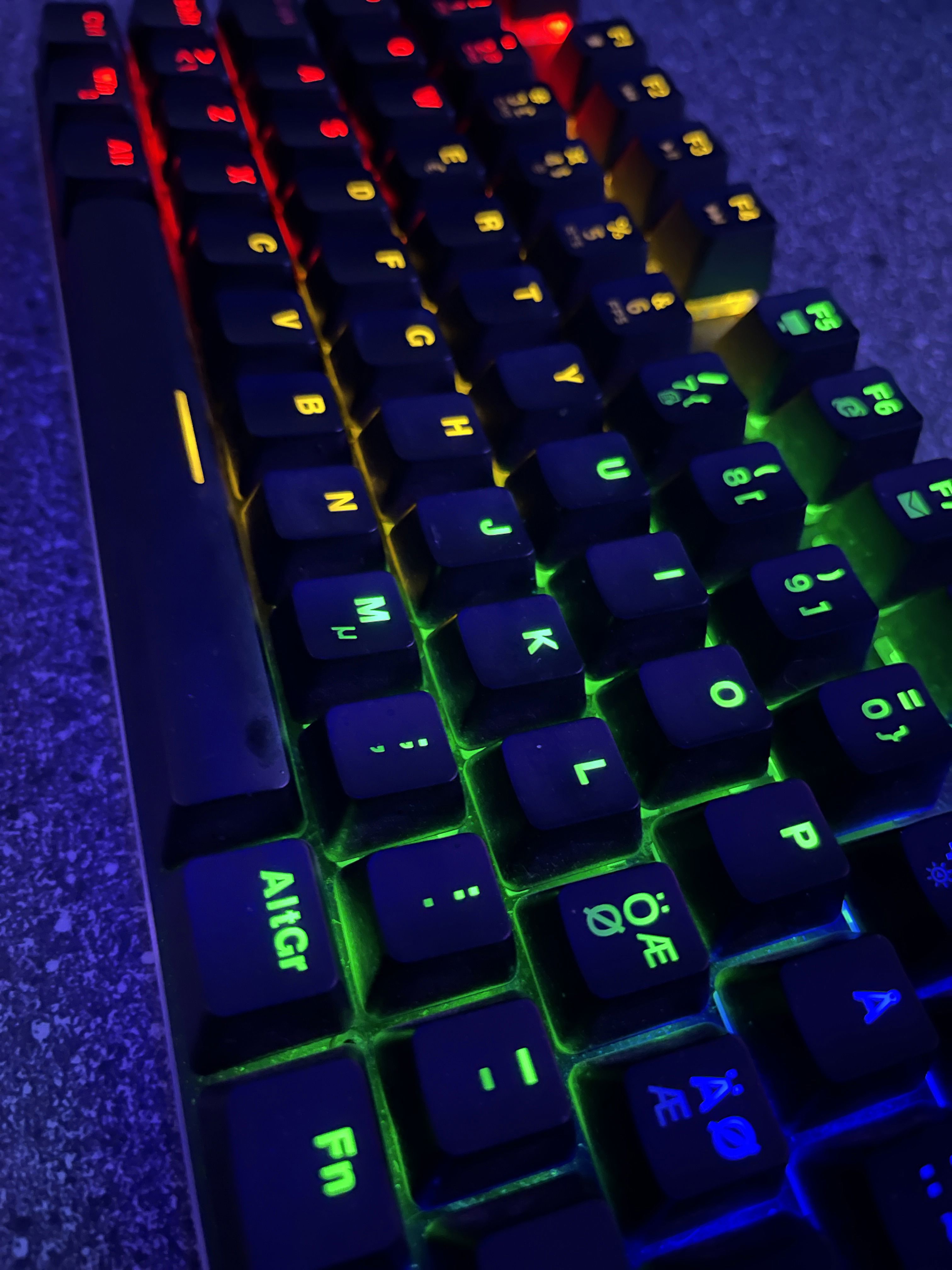 Tastatur med lys i